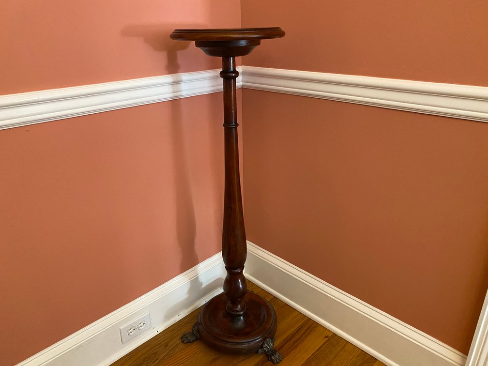 Victorian Style Mahogany Pedestal Plant Stand With Claw Feet
