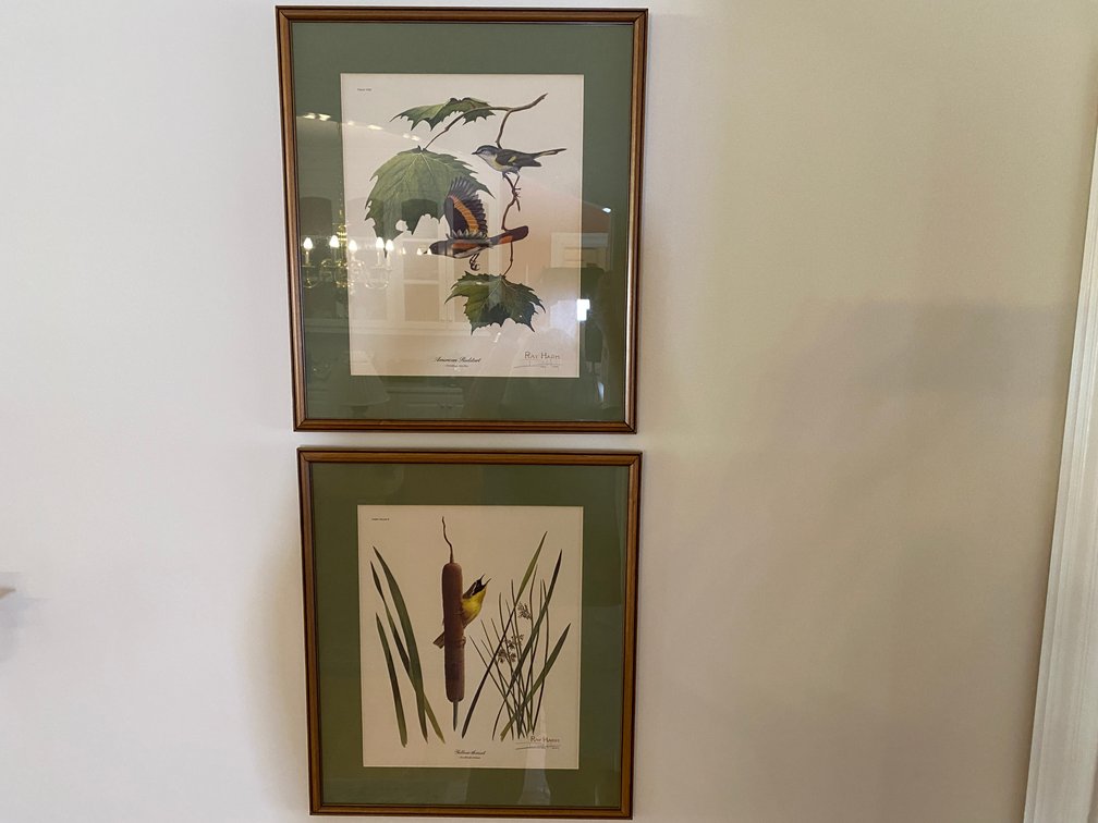 (2) Original Signed And Framed Prints By Artist Ray Harm, "American Redstart" And "Yellowthroat"