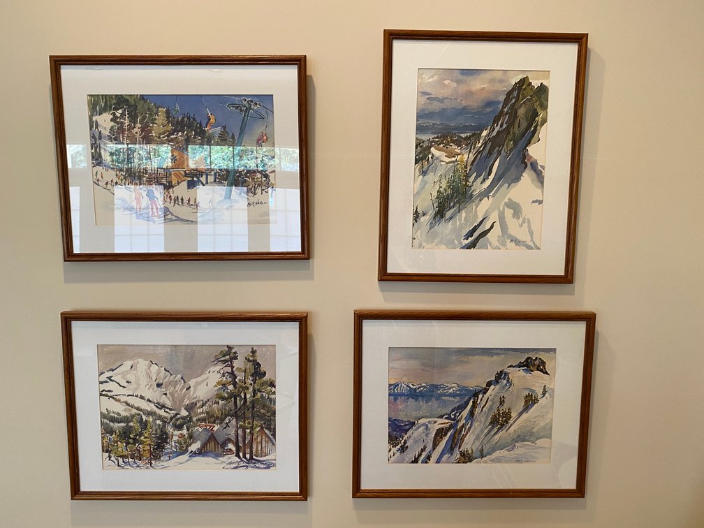 (4) Framed And Signed "Ski Resorts" Original Art By Cecile Johnson
