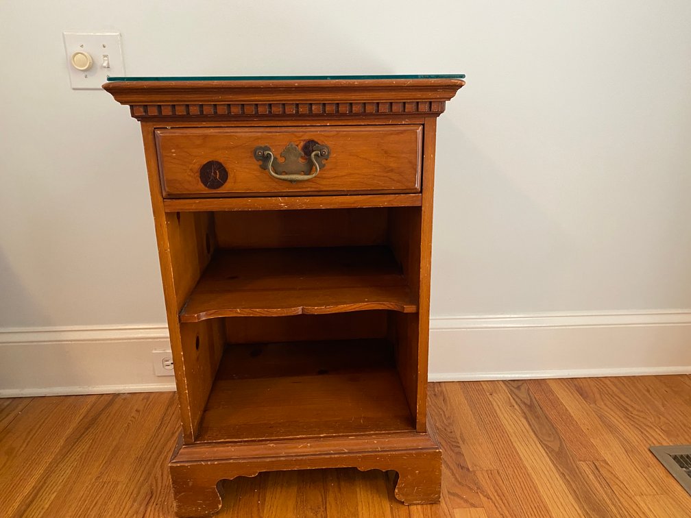 Davis Cabinet Company Ponderosa Pine Nightstand With Glass Topper, Matches Lot 152