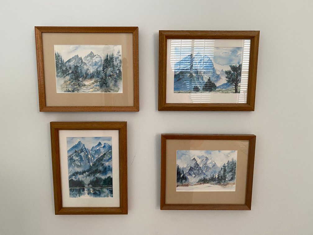 (4) Original Signed And Matted Watercolors Of Mountain Scenes By Artist Larglois Circa 1987