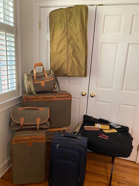 Luggage Assortment With (9) Piece Mixed Set, Hartman, Samsonite And Travelwell, And 2 Luggage Stands