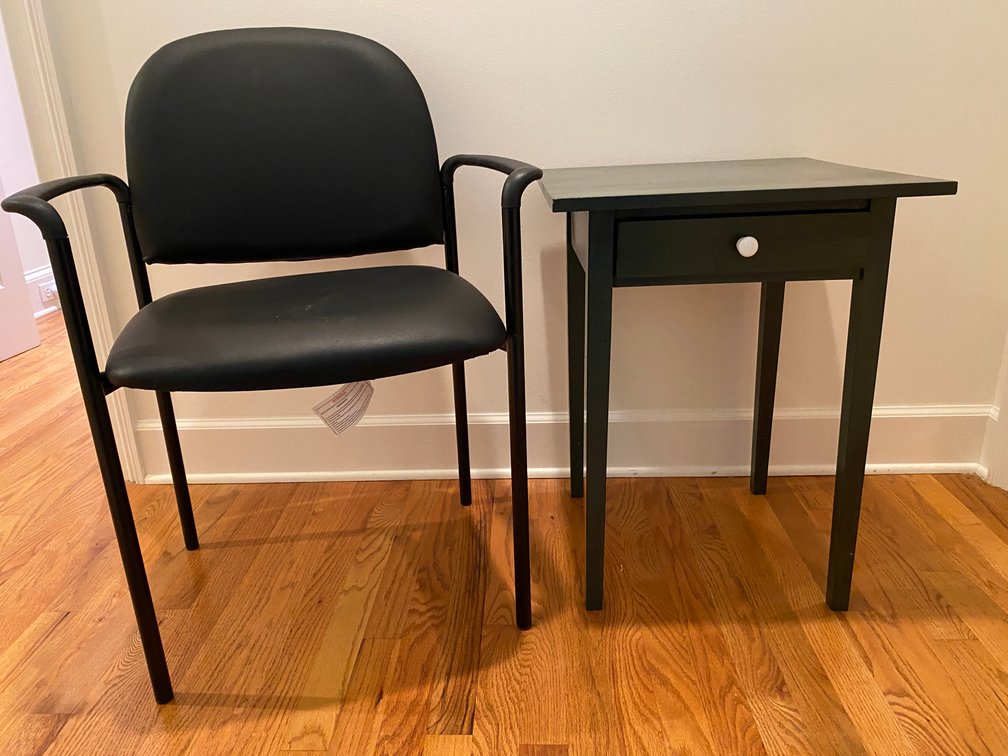 Side Table With Drawer And Chair