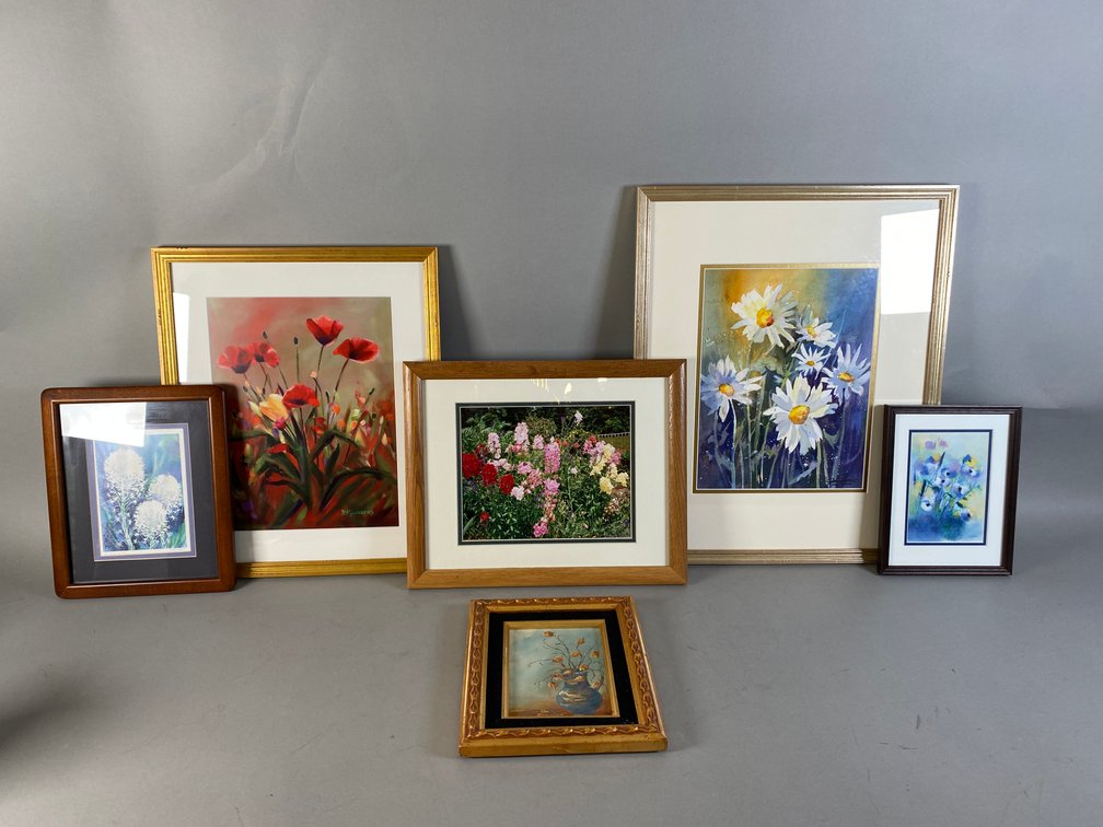 (6) Framed And Matted Floral Themed Signed Prints And Photographs