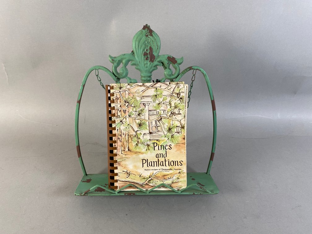 Vintage Pines And Plantations Thomasville Georgia Cookbook And Distressed Metal Cookbook Holder