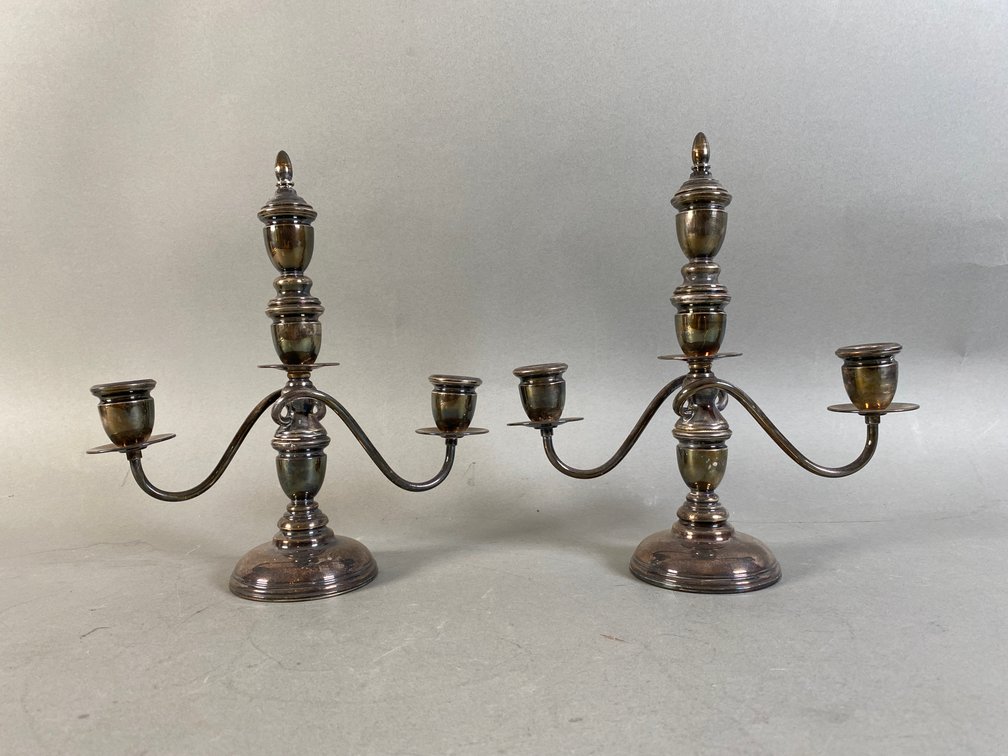 Sterling Silver Weighted Double Arm Candlesticks
