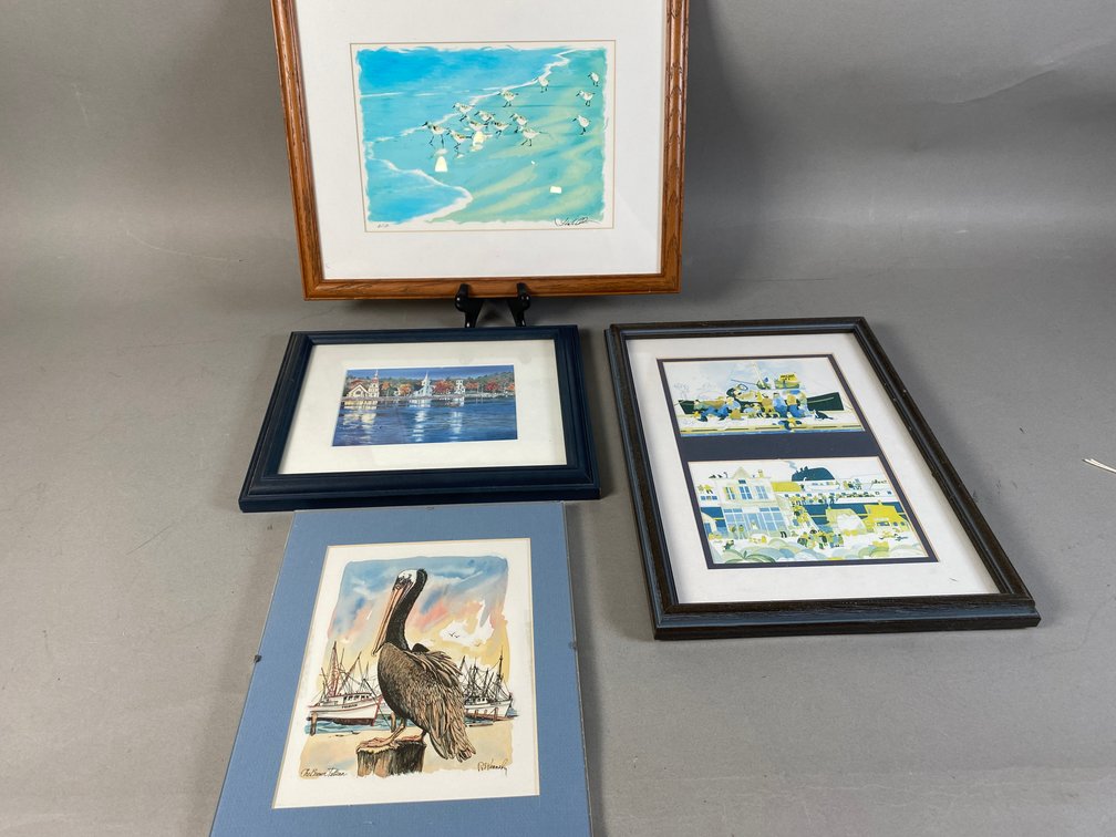 Collection Of (4) Framed Original Art Seascape Themes, Signed By Artists