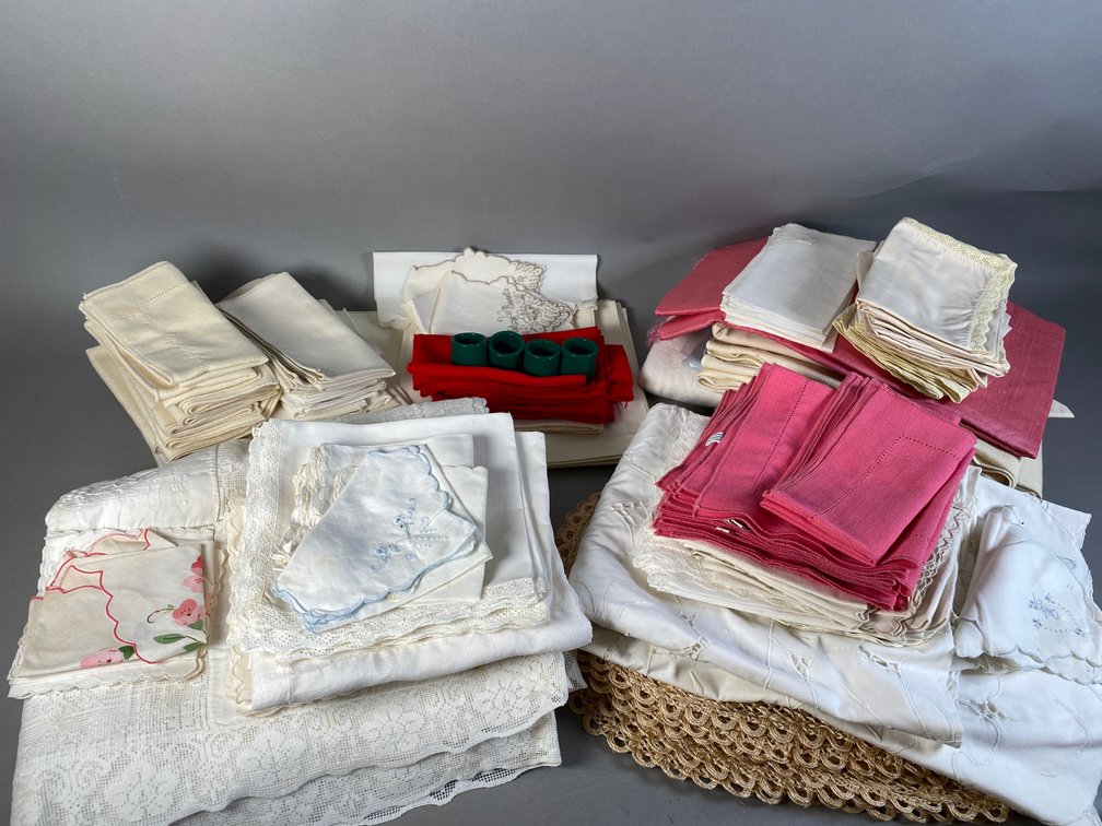 Large Assortment Of Vintage Hand Made And Retail Table Linens