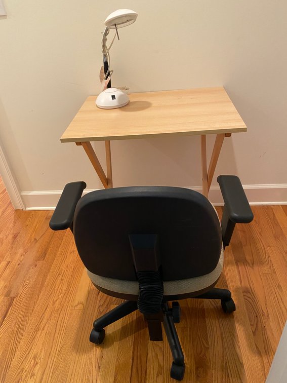 Collapsible Multi-Purpose Chair, Rolling Table And Lamp