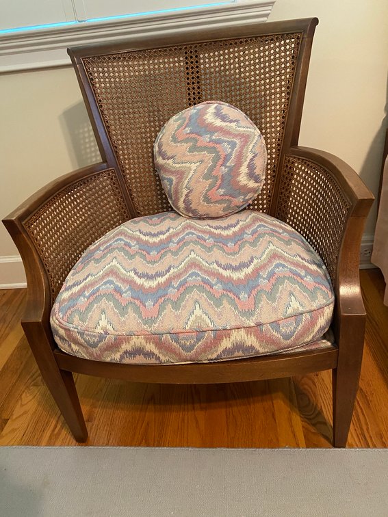 Barrel Back Cane Chair With Cushion And Seat Padding
