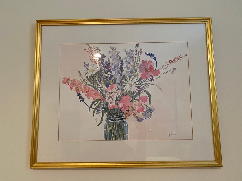 Framed, Matted & Signed Floral Watercolor Painting
