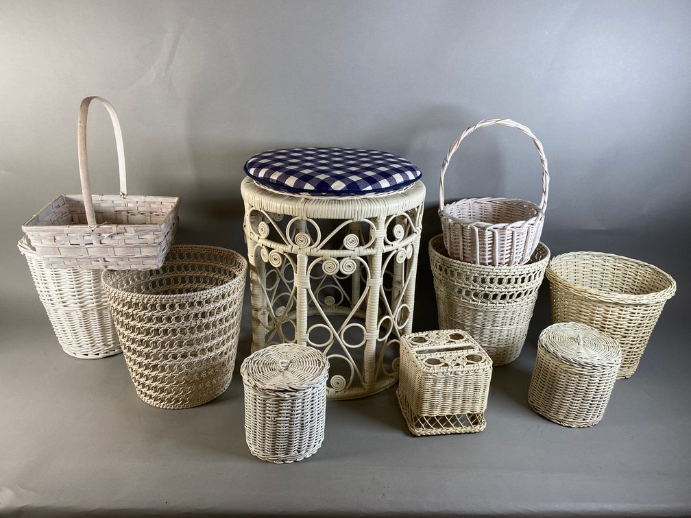 Collection Of White Wicker Decor
