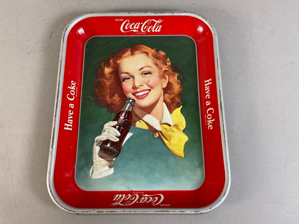 Vintage 1940'S Coca-Cola Redhead Girl Metal Advertising Tray