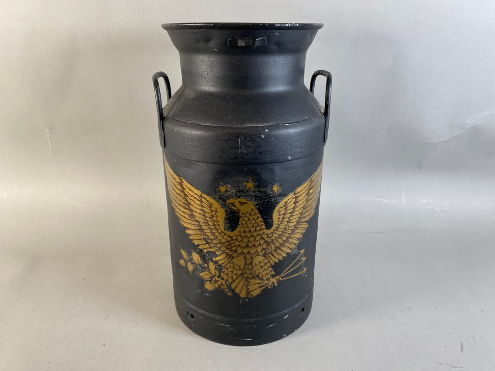 Vintage Steel Eagle Embossed Milk Can 19" Tall