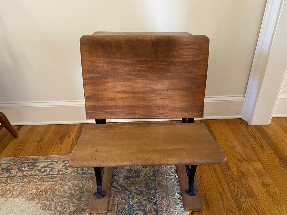Antique Wooden And Cast Iron Children's School Desk