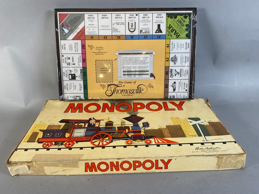 1957 Vintage Monopoly Board Game And Sealed Vintage Thomasville Georgia "The Game Of Thomasville" Board Game