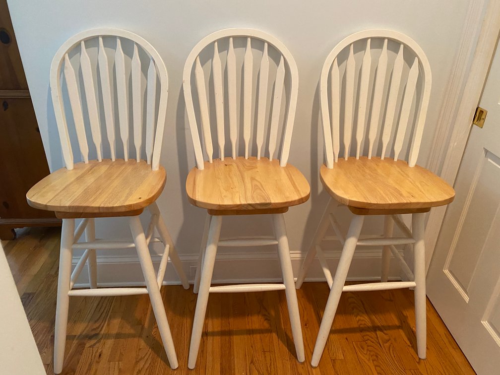 (3) Solid Wood Swivel Bar Stools 29" Seat Height