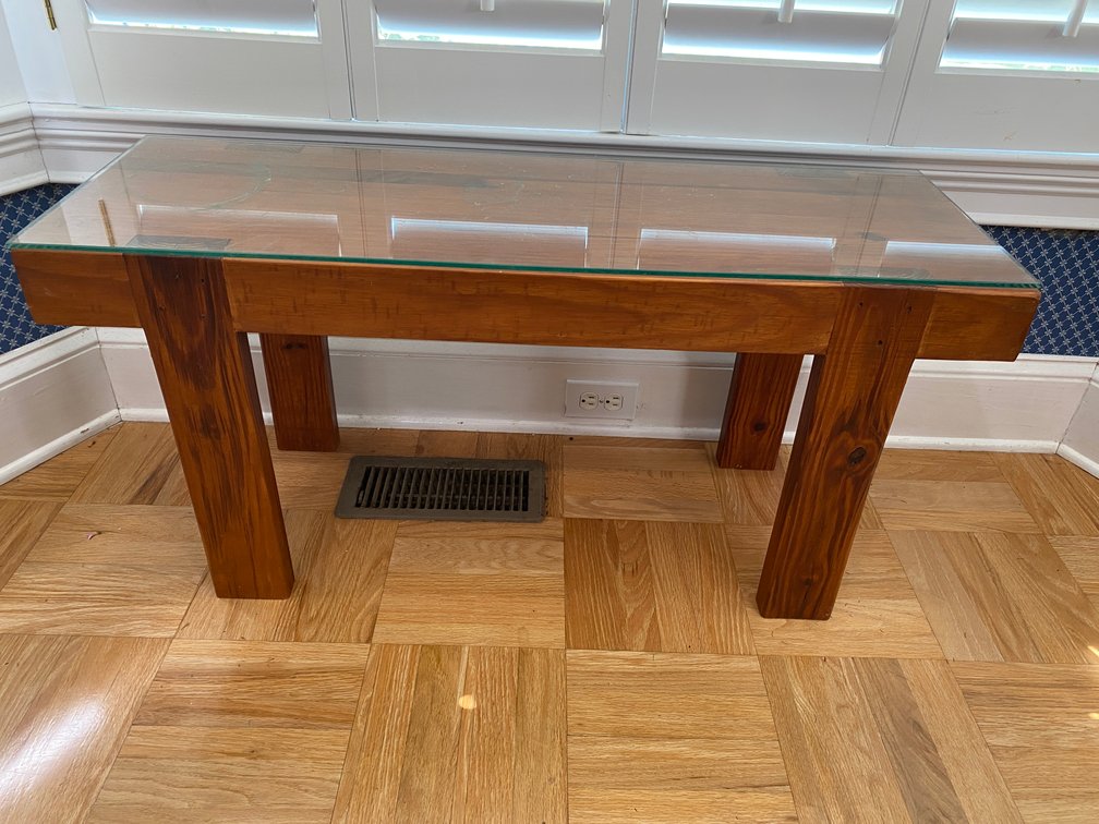 Solid Cedar Hand Made Bench With Glass Topper