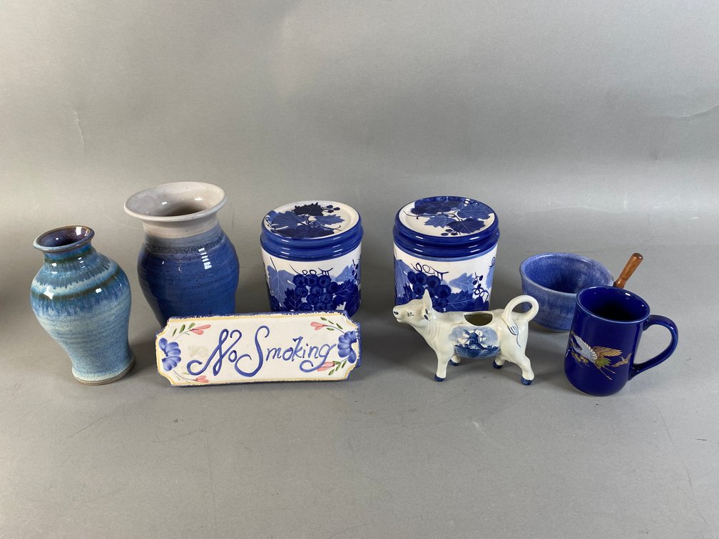 (8) Blue And White Themed Pottery Collection