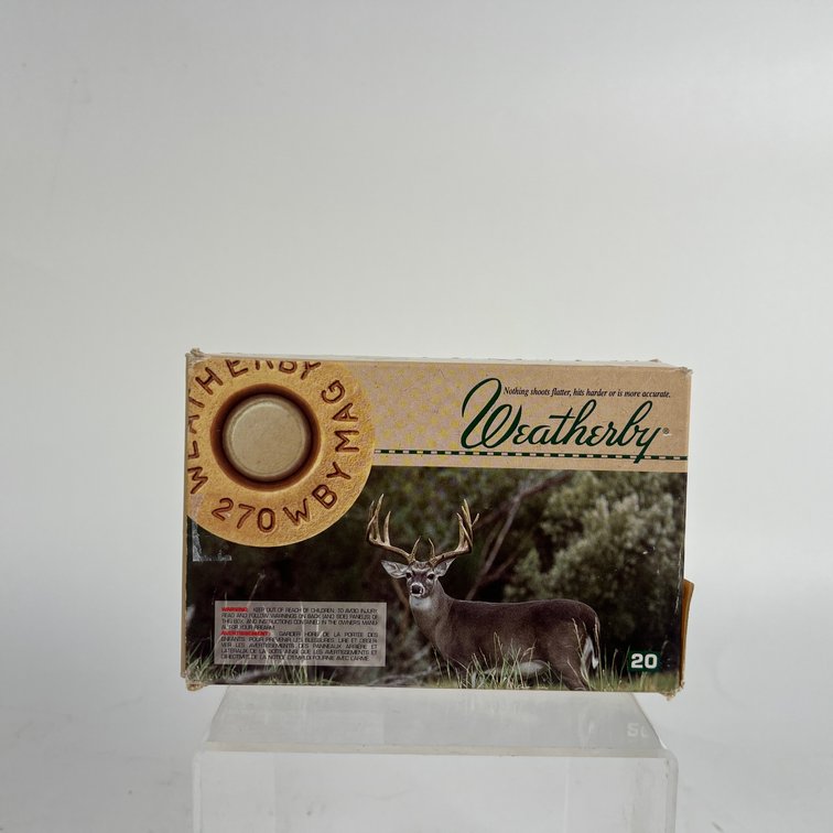(1) 20 Rd Box of Wetherby .270 WBY Magnum 130 Gr  JSP