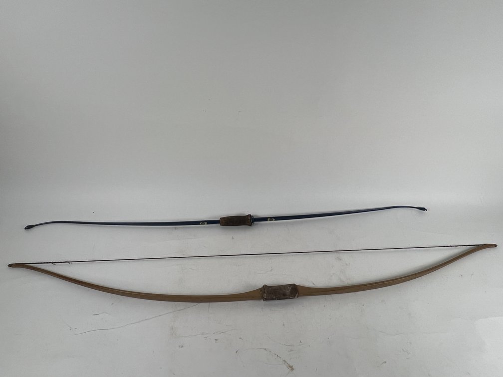 (1) Vintage Apollow Swallow 56" Steel Archery Bow & (1) Unmarked 63" Fiberglass Bow