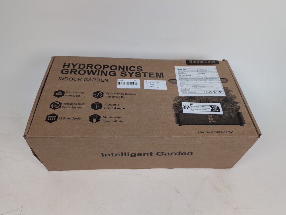 GardenCube 12-Pod Indoor Hydroponics Growing System (Model SP201) with Full Spectrum Grow Light & Water Pump