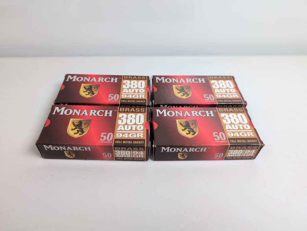 (200) Rounds of Monarch 380 Auto 94 Gr, FMJ