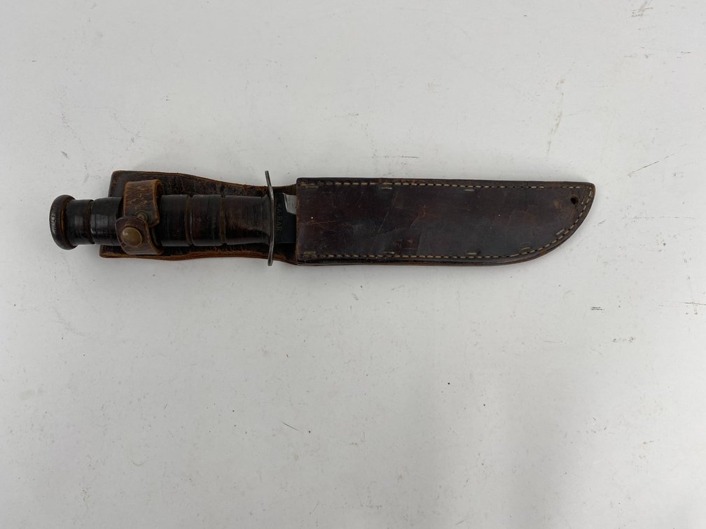 WWII Era USMC KA-Bar Fighting Knife and Leather Sheath