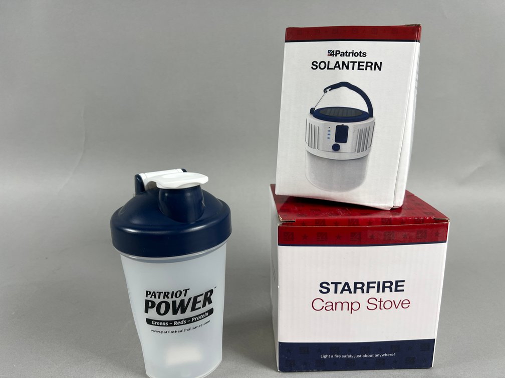 4Patriots Survival Gear: Solantern Solar Lantern, Starfire Camp Stove & Patriot Power Shaker Bottle