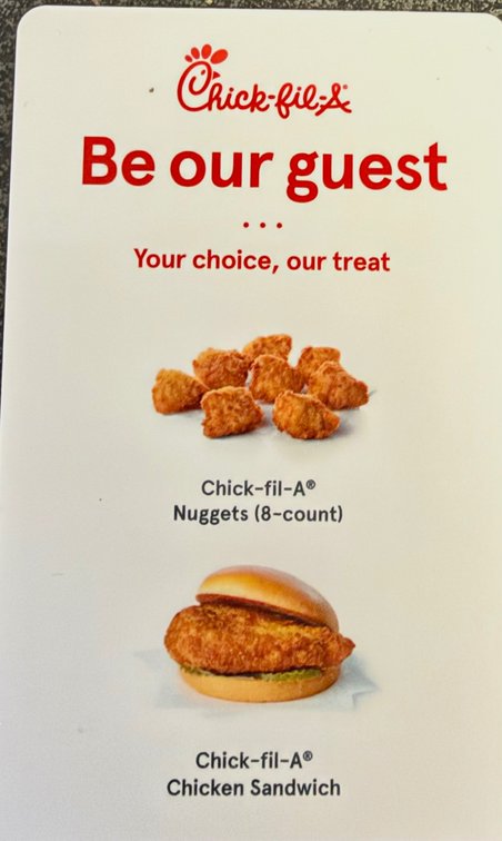 One year of Chick-fil-A!