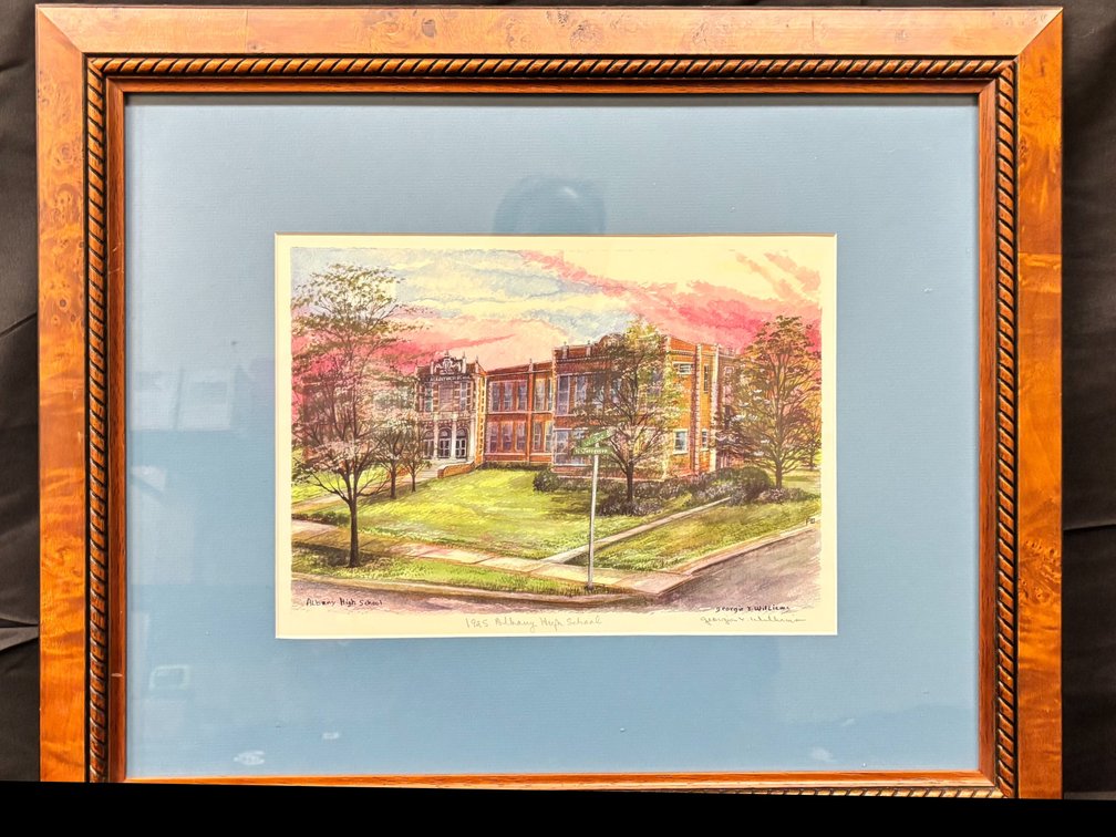 Albany High School Burl Wood Framed Print by Georgia Williams