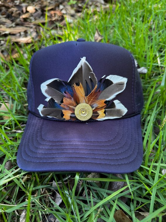 Feather Trucker Hat - Navy