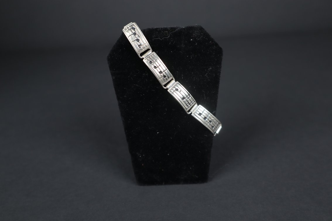 Sterling Silver Music Note Link Bracelet