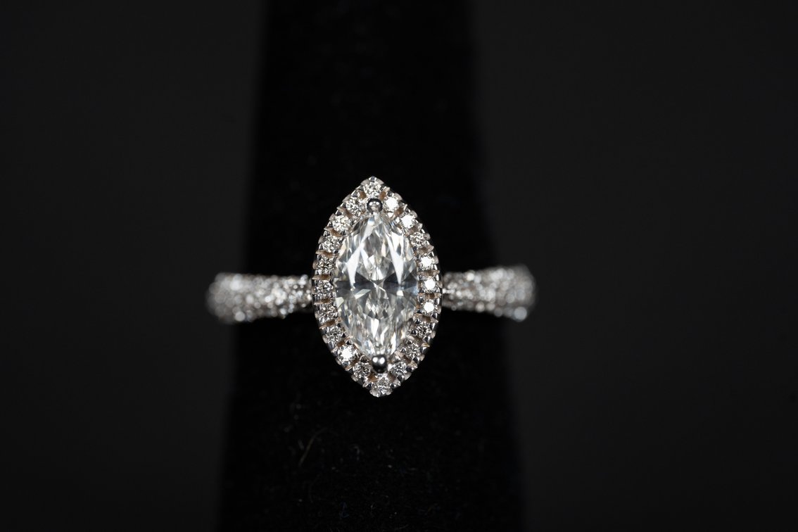 Diamond (1.02cts Marquee, 0.43cts Millies, Lab Grown) Ring in 18kt White Gold