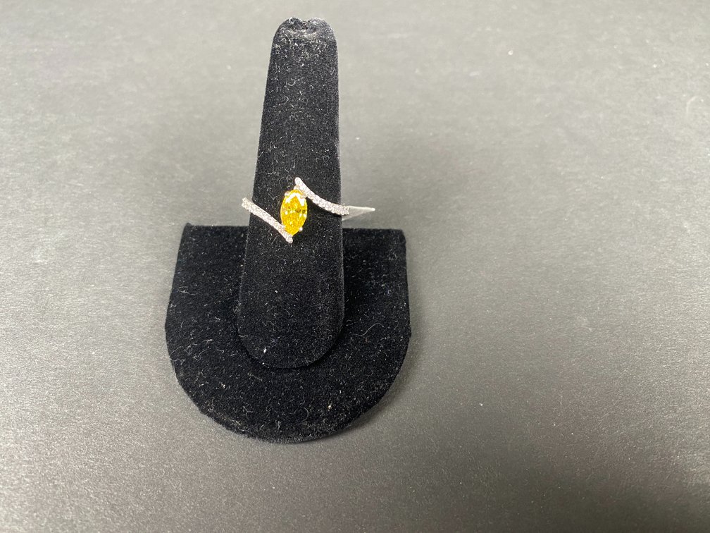 Diamond Ring (0.75ct Yellow Marquee, 0.29ct Millies, Lab Grown) in Platinum