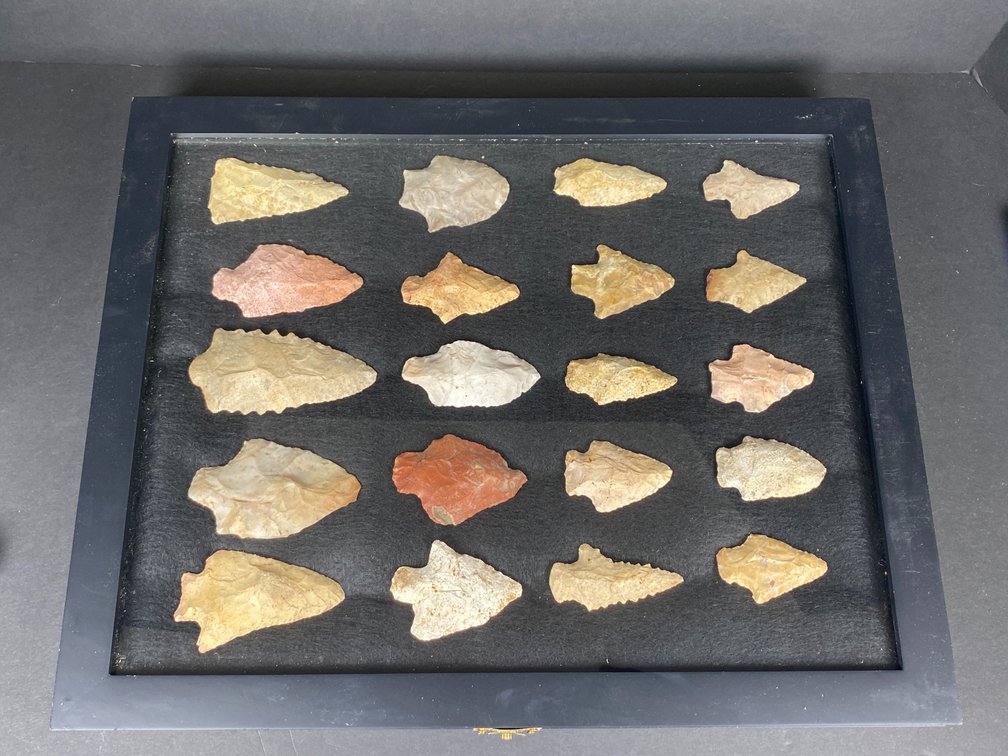 Frame of (20) Native American Artifacts from the Deep South.
