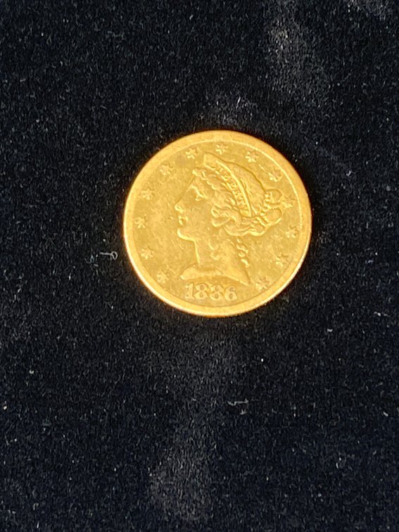 1886 S $5 Gold Half Eagle, .2418oz AGW
