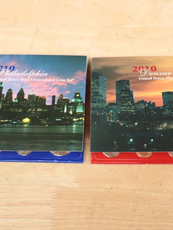 2010 P and D US Mint Uncirculated Coin Sets with Presidential Dollars