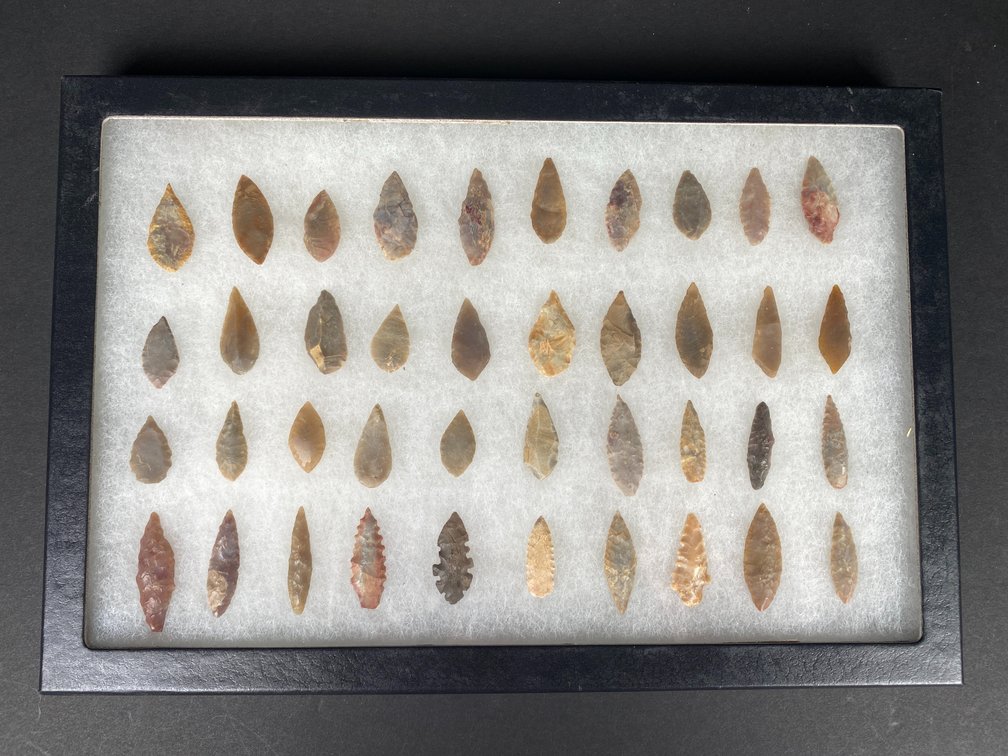 Frame of (40) Neolithic Style/Period Points.