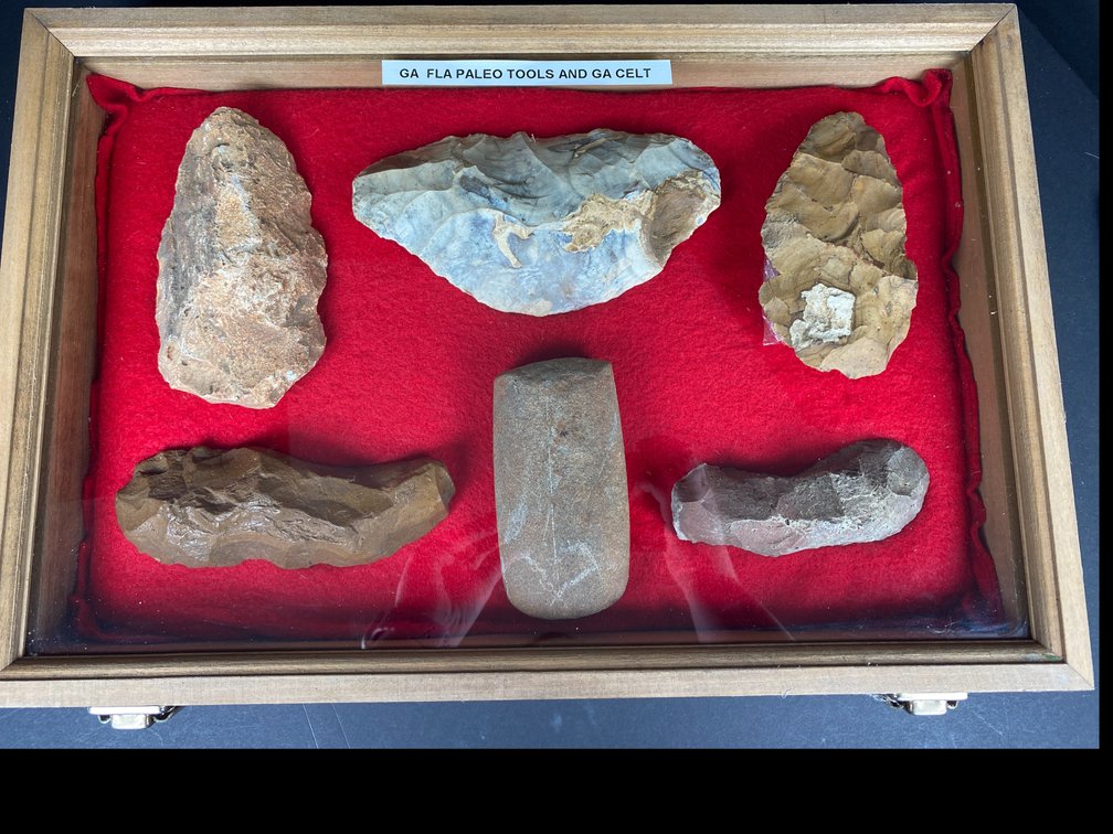 Frame of (5) Paleo Blades and Celt.