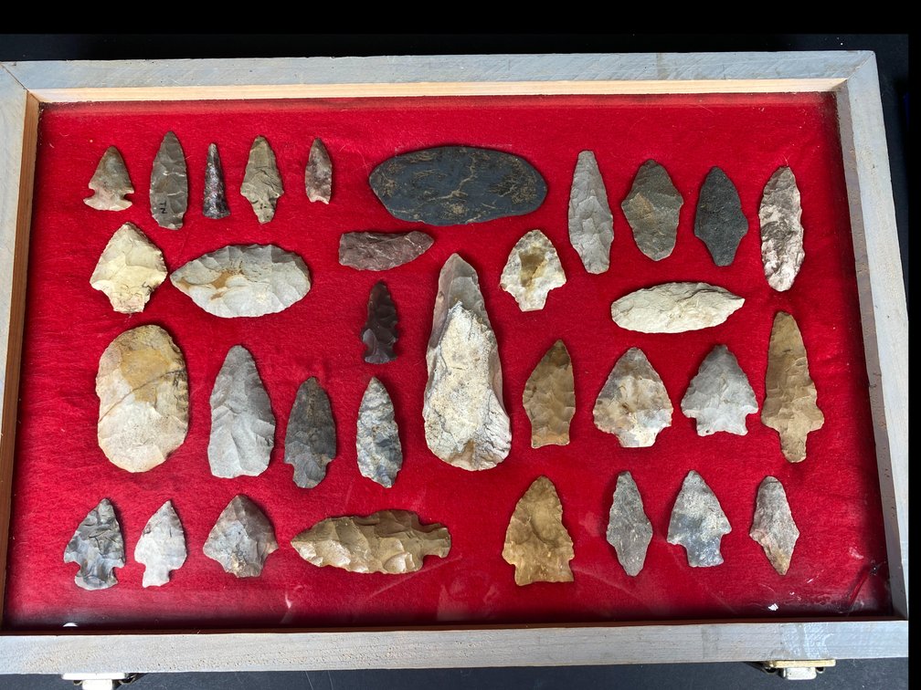 Frame of (31) Native American Artifacts