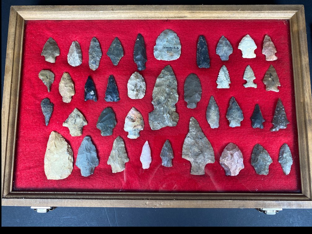 Frame of (37) Native American Artifacts from Tennessee River Valley