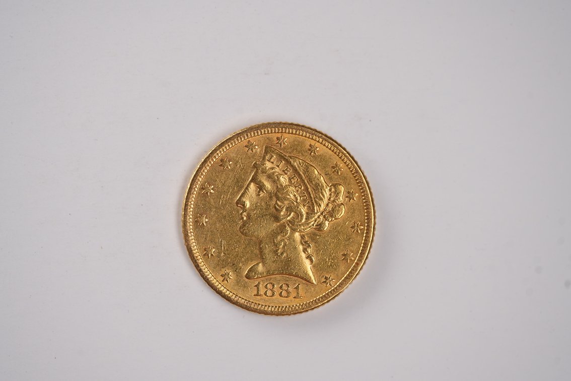 1881 $5 Liberty Head Gold Half Eagle AU