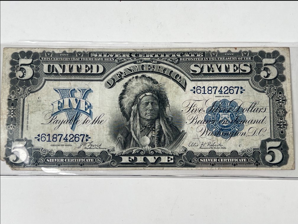 1899 Indian Chief Note $5 Silver Certificate