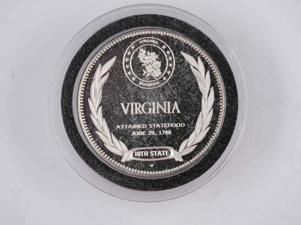 Virginia, The Old Dominion State 1 Oz. Proof Sterling Silver Round by The Franklin Mint