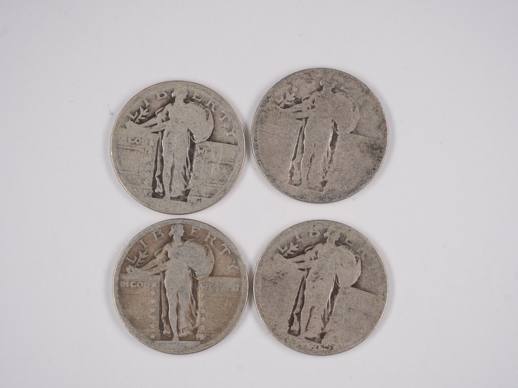 (4) Standing Liberty Quarters 90% Silver