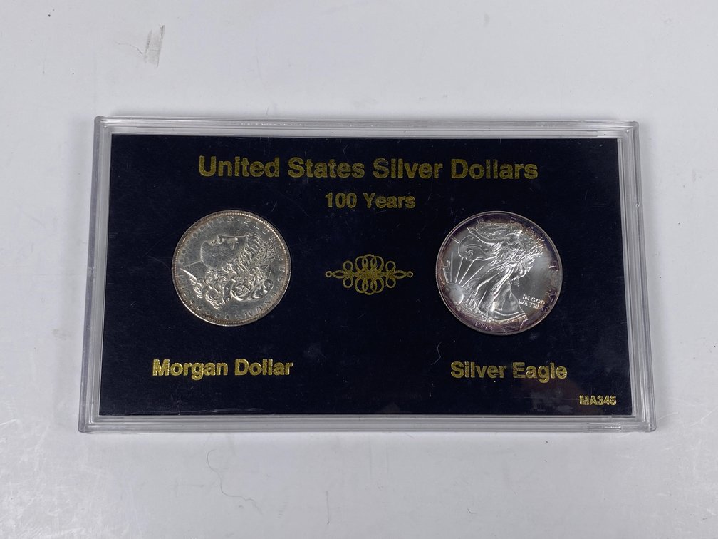 United States Silver Dollars 100 Years, 1898 Morgan and 1998 American Silver Eagle