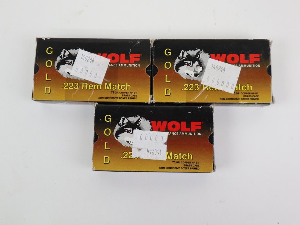 (60) Rounds Wolf Gold .223 Rem 75 Grain BTHP (3 Boxes)