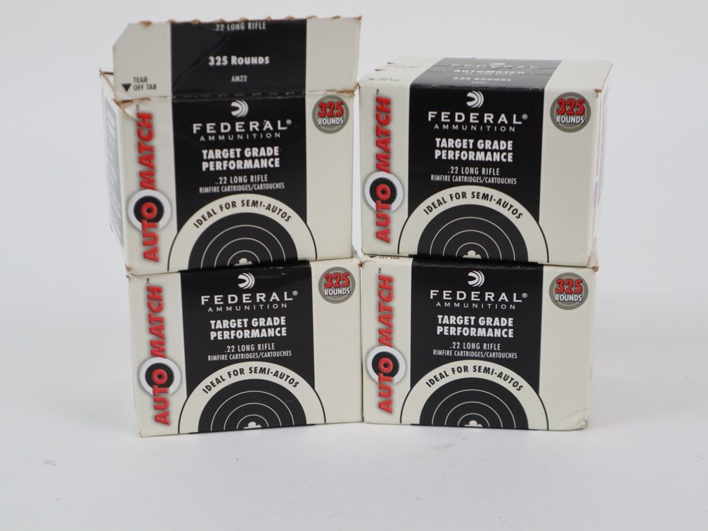 (1300) Rounds Federal .22 Long Rifle Rimfire (4 Boxes)