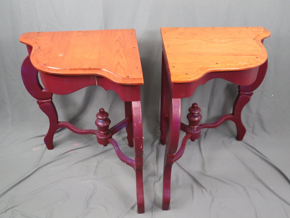 (2) Purple Painted Wooden End Tables